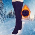 thumbnail image 2 of WREESH Women Fashion Thigh High Socks Over Knee Stockings High Fuzzy Socks Over Knee Winter Leg Warmers Plush Slipper Socks For Christmas Home Sleeping Purple, 2 of 6