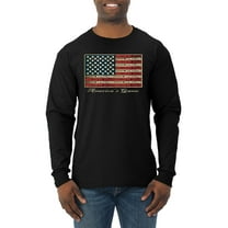 Wild Bobby, American Game Flag Baseball Bat Ball, Sports, Men Long Sleeve Shirt, Black, Small