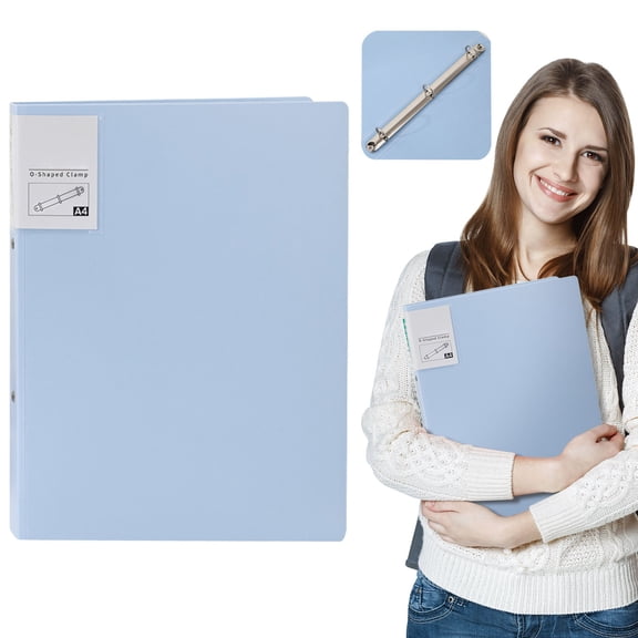 1Pc 3 Ring Binder, 1 Inch Binders 3 Ring, Flexible Binder for Home Office Supplies, Plastic Ring Binder, Cute 1" Binder, Thin Binder, Round Rings, Classroom Must Haves Light Blue