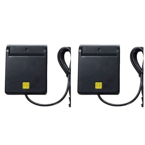 2X USB Smart Card Reader Atm Bank Tax Declaration Ic Card ID Card Smart Card Reader(Black)