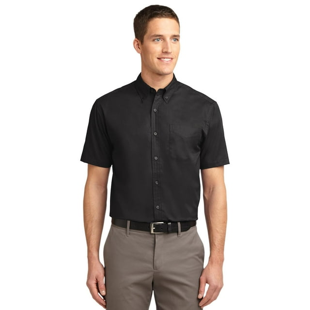 Port Authority Men's Port Authority Short Sleeve Easy Care M Black/Light Stone