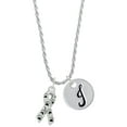 thumbnail image 1 of Delight Jewelry Silvertone Small Antiqued Ribbon with Paws Silvertone Script Initial Disc - J - Charm Necklace, 20"+3", 1 of 4