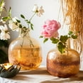 thumbnail image 3 of Hand Blown Bubble Glass Bud Vase Amber, 3 of 7