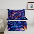 thumbnail image 4 of YST Dinosaur Bedding 3Pcs Colorful Neon Striped Comforter Set Tropical Botanical Floral Bedding Comforter Sets Jungle Magical Animal Down Comforter King, 4 of 5