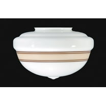 B&P Lamp® 10" Diameter - 7" Height - 4" Fitter Schoolhouse Opal Shade With Tan Band