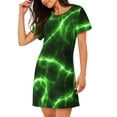 thumbnail image 2 of Sikiie Green Lightning Print Women's Short-sleeved Nightdress, Round Neck Pullover Nightdress Pajamas Summer Home Wear, 2 of 6