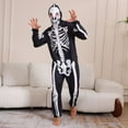 thumbnail image 3 of Usaibhir Family Matching Halloween Onesie Pajamas, Funny Skeleton Printed Hooded Zipper PJs Loungewear Sleepwear One-Piece Pjs for 2XL(Dad) Black, 3 of 7