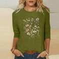 thumbnail image 2 of YUGYXL Trendy 3/4 Length Sleeve Shirts for Women Lounge Flower Graphic Classic Fit Blouse Summer Crew Neck Tunic Comfy Clothes Party Tops, 2 of 4