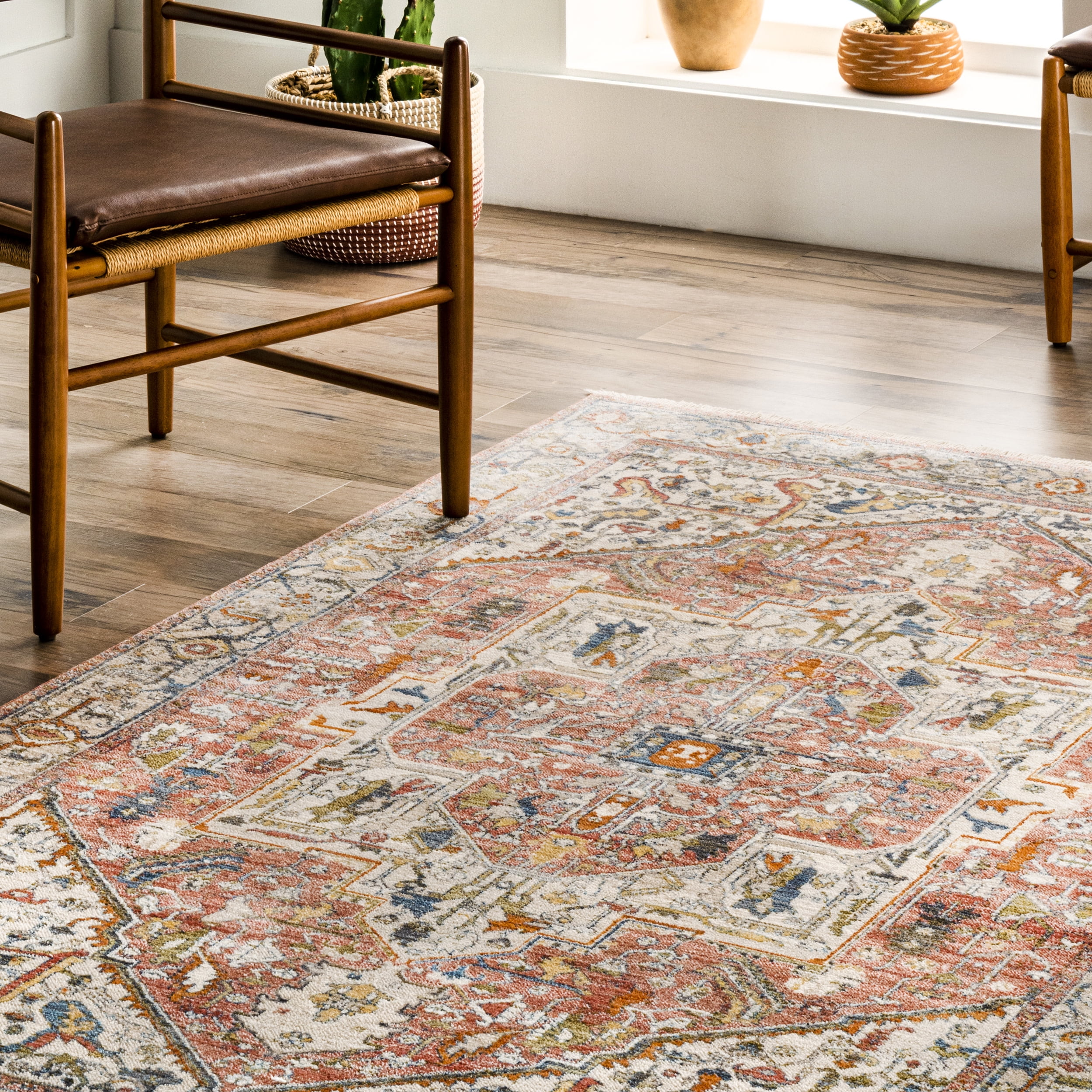 nuLOOM Harriet Vintage Medallion Fringe Runner Rug, 2' 6" x 6', Orange
