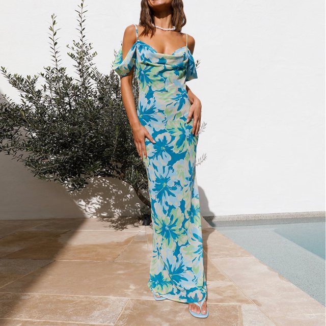 Vestido de tirantes para mujer Vestido de tirantes de espagueti de estilo sexy Vestido de diario sin espalda con cuello en V Hugtrwg Para estrenar