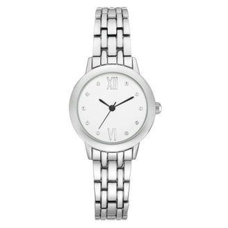Jessica Simpson Ladies 22mm Silver Tone Mini Mother Of Pearl Dial