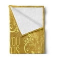 thumbnail image 2 of Mandala Soft Flannel Fleece Throw Blanket, Romantic Floral Round Hearts Words in Love Valentines Day Doodle Style Art, Cozy Plush for Indoor and Outdoor Use, 50" x 70", Yellow, by Ambesonne, 2 of 5