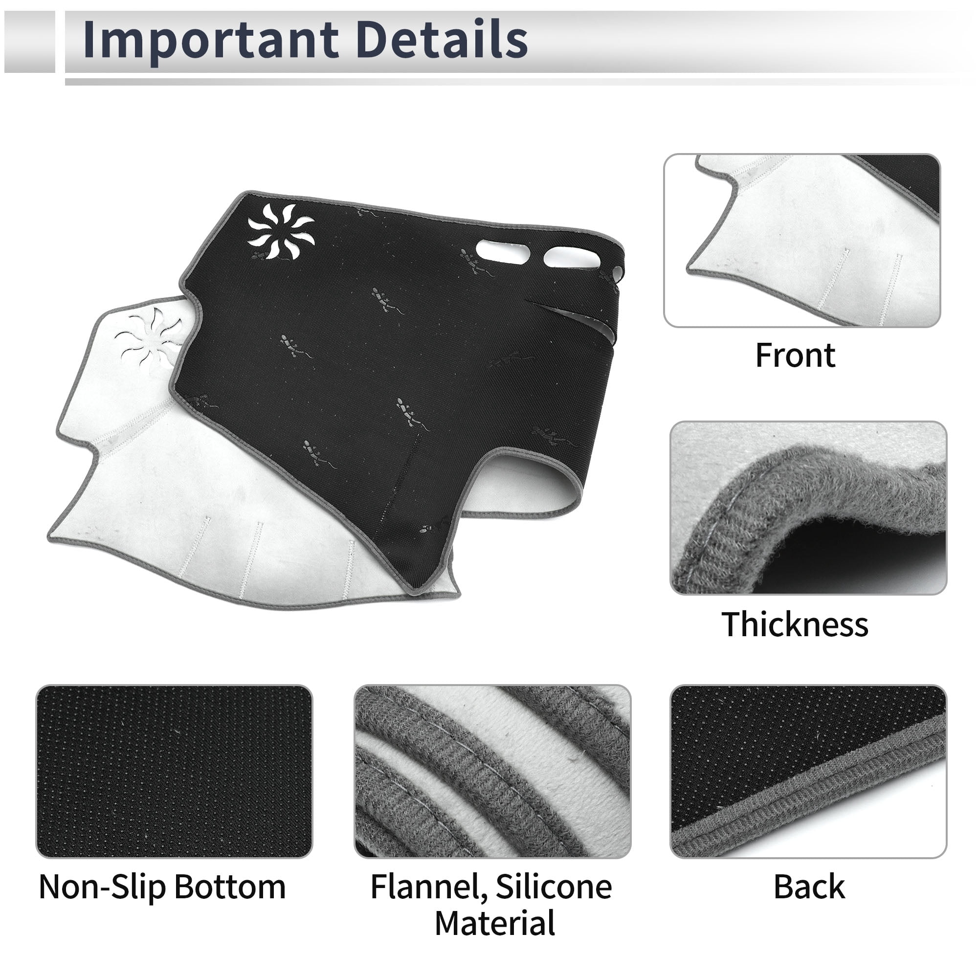 Unique Bargains Dashboard Cover Anti-Slip/Anti Dust Dash Cover Mat Carpet for Toyota Camry 2007-2011 Flannel Gray