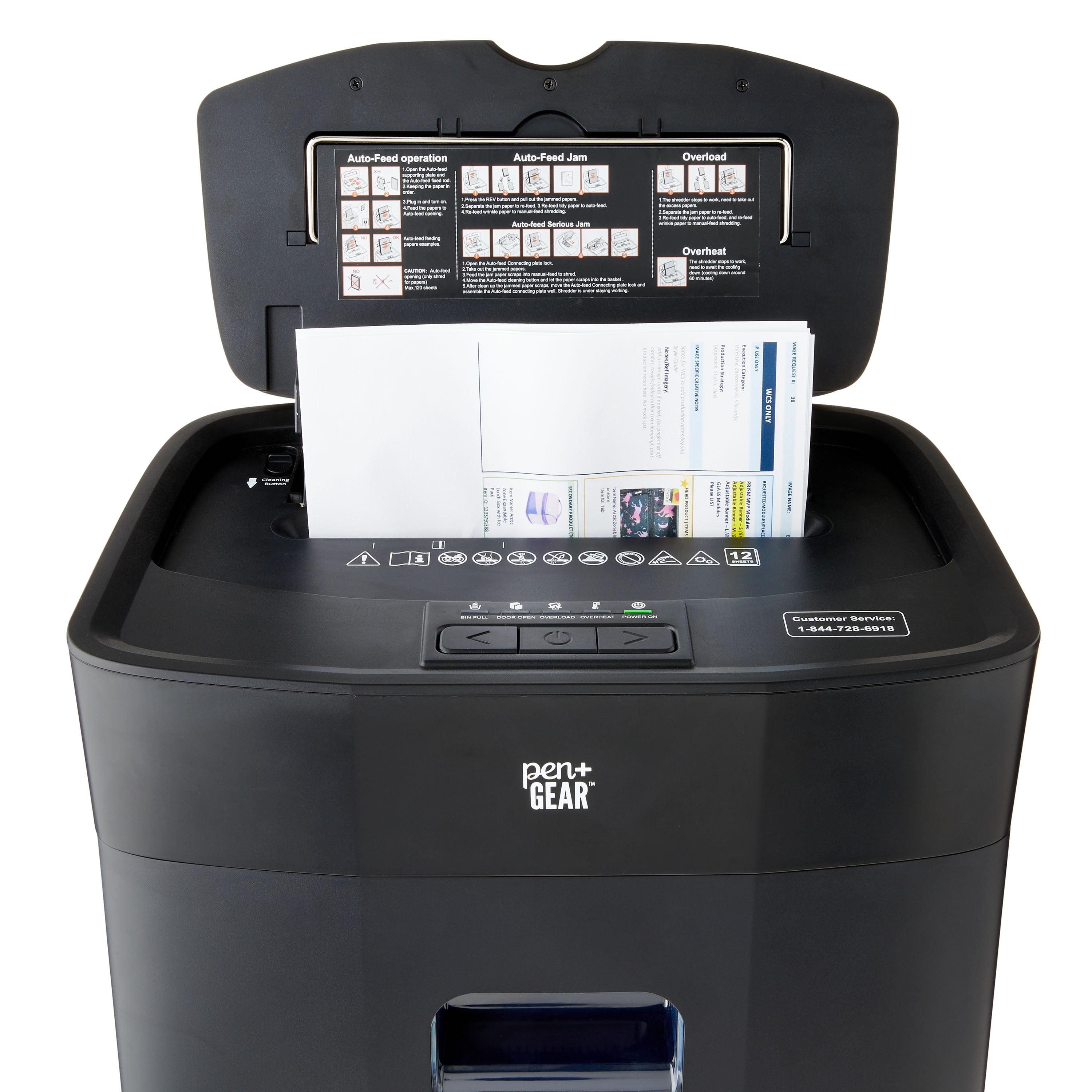 Pen+Gear 120-Sheet Auto Feed Micro-Cut Paper Shredder with 6 Gallon Pull-Out Bin, Black