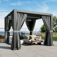 thumbnail image 6 of Aoxun Louvered Pergola 10' x 10' Outdoor Aluminum Pergola with Adjustable Top for Decks, Gardens and Backyards, Gray, 6 of 11