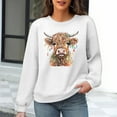 thumbnail image 2 of Waffle Sweatshirts for Womens Christmas Loose Crewneck Long Sleeve Shirts Christmas Cow Printed Sweaters Casual Fashion Xmas Holiday Party Pullover Tops, 2 of 6