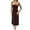 Coffee, variant on Women Solid Strapless Tube Top Smocked Midi Dress Sleeveless Flowy A Line Casual Summer Sundress for Beach Vacation Party Daily Wear