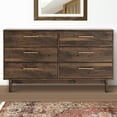 thumbnail image 6 of Kip 59 Inch Modern Dresser Brown Wood Frame 6 Drawers Gold Metal Handles - Saltoro Sherpi, 6 of 6
