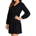 thumbnail image 3 of Miss Lavish London V Neck Dress With Long Sleeves Casual Summer Everyday wear Dress for Women Black-XL, 3 of 6