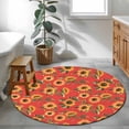 thumbnail image 3 of Round Rugs 3Ft, Yellow Sunflower Round Area Rug Washable Indoor Throw Carpet, Vintage Floral Garden Pastoral Botanical Small Non Slip Circle Rug for Bedroom Living Room Home Decor Aesthetic, 3 of 8