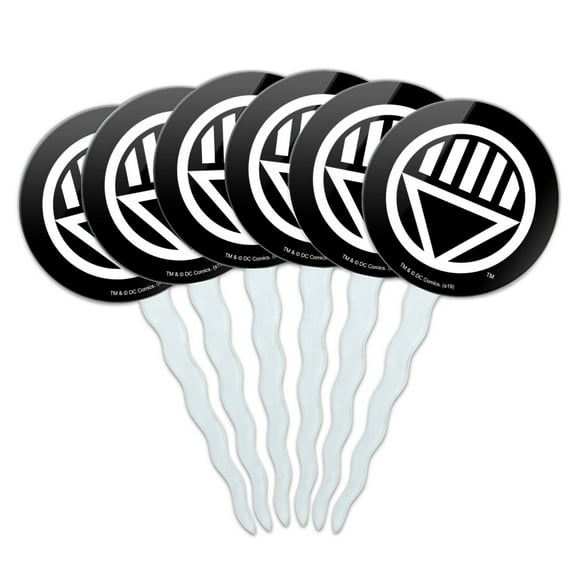 Green Lantern Blackest Night Black Lantern Logo Cupcake Picks Toppers Decoration Set of 6