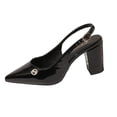 thumbnail image 2 of YgkuHd Women's Casual High Heel Sandals Pointed Toe Closed Toe Open Back Cutout Carving Beaded Embellishments Black,6.5, 2 of 9