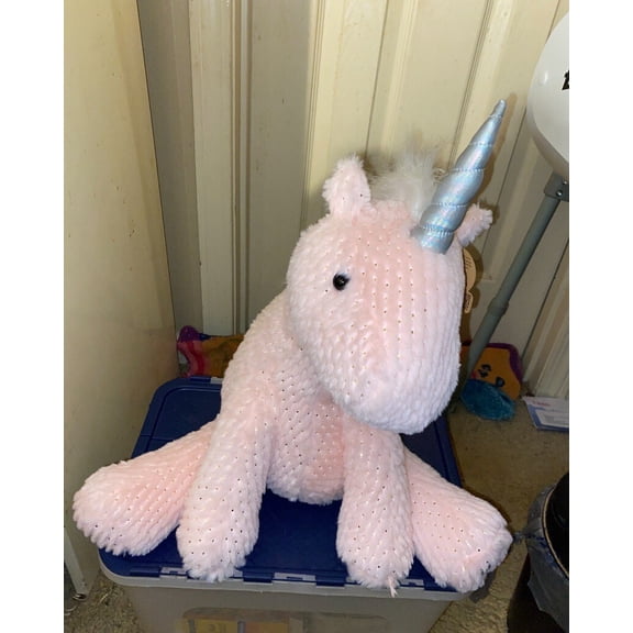 Animal Adventure UNICORN Pink Pastel Glitter Heart Stuffed Plush New 21"