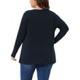 thumbnail image 3 of Agnes Orinda Women's Plus Size Top V Neck Long Sleeve Button Decor Casual Loose Tunic Blouse 1X Dark Blue, 3 of 6