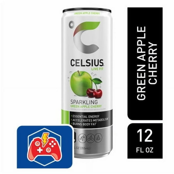 2X - CELSIUS Sparkling Green Apple Cherry Energy Drink Can
