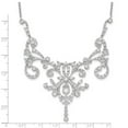 thumbnail image 2 of 925 Sterling Silver Fancy Lobster Closure Cubic Zirconia Fancy Scroll With 2in ext Necklace 17 Inch 73mm Wide Pendant Ne, 2 of 2