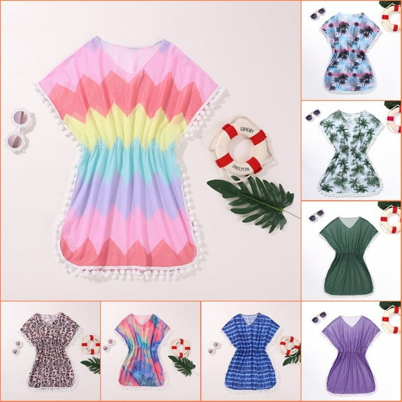 Girls Summer Swimsuits Cover-ups, 7-14 Teen Girl Beach Bikini Coverup Swimwear Wraps, Size 7-14 Years