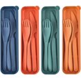 thumbnail image 1 of shiyou-Reusable Utensils Set with Case, 4 Sets Travel Utensils with Case, Camping Utensil Set Portable Utensils Set, for Lunch Box School Picnic Travel Camping or Daily Use (4 Colors), 1 of 4