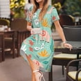 thumbnail image 3 of Disketp Elephant and Flowers para Vestido de Manga Corta para Mujeres, Vestidos de Verano para Mujeres, Casual y Holgado para la Playa, 3 of 6