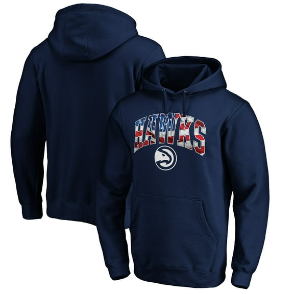 Men's Navy Atlanta Hawks Banner Wave Pullover Hoodie