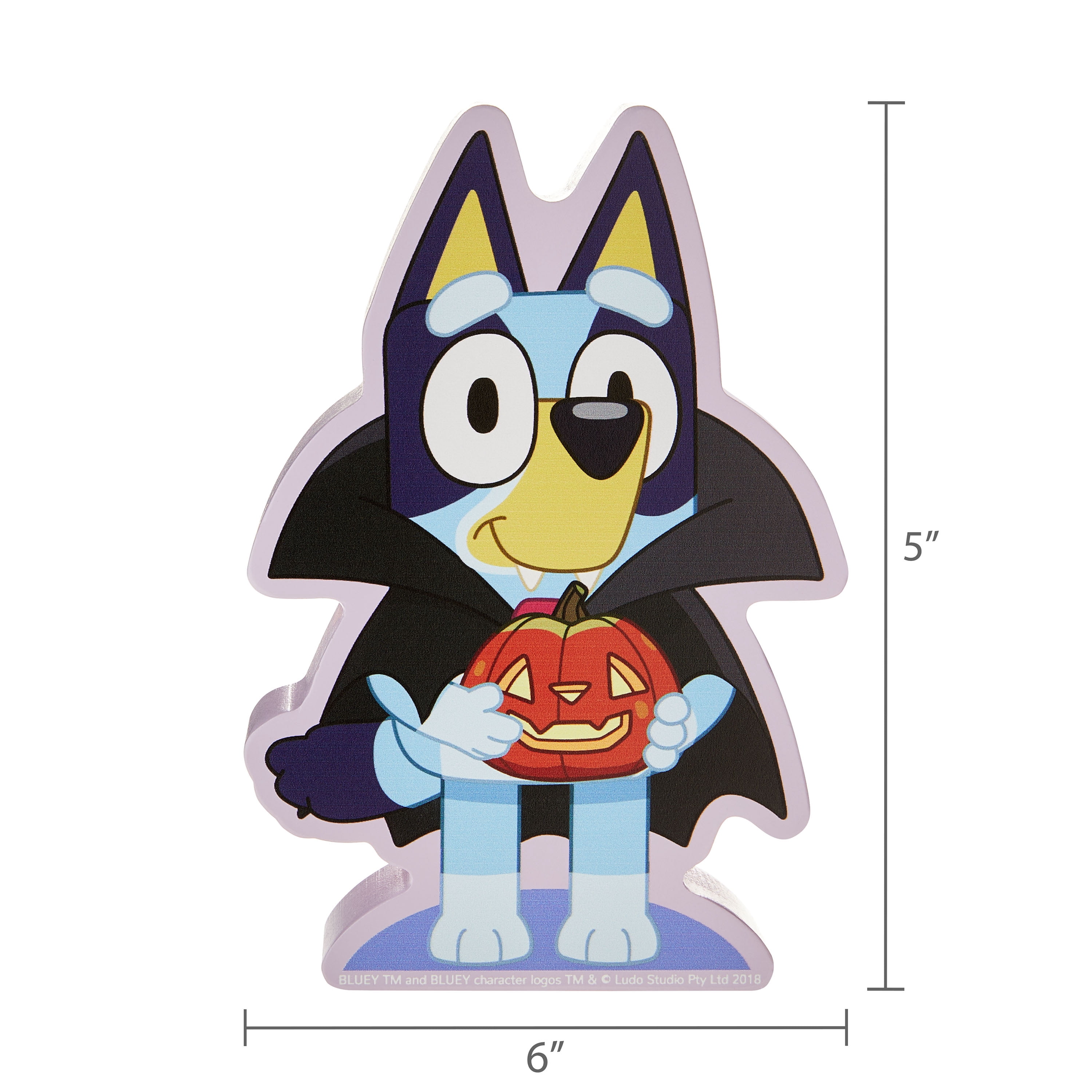 Bluey Halloween Vampire Costume Wooden Collectible Tabletop Décor, 6.5", by Ruz