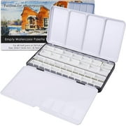 Metal Watercolor Tin Palette Paint Case with Fold-Out Palette Holds 48 Half Pans