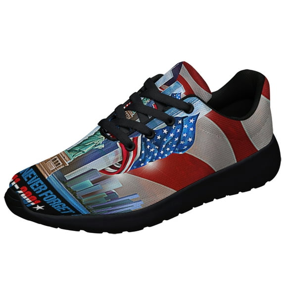 Patriot Day 911 We Will Never Never Forget Memorial Shoes Sneakers Black Size 3.5