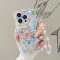thumbnail image 4 of Funda de teléfono con flores pintadas Kawaii Girl para iPhone 14, 13, 12, 11 Pro Max, Mini, X, XS, XR, 6, 7, 8 Plus, funda trasera Y2k coreana con correa, 4 of 5