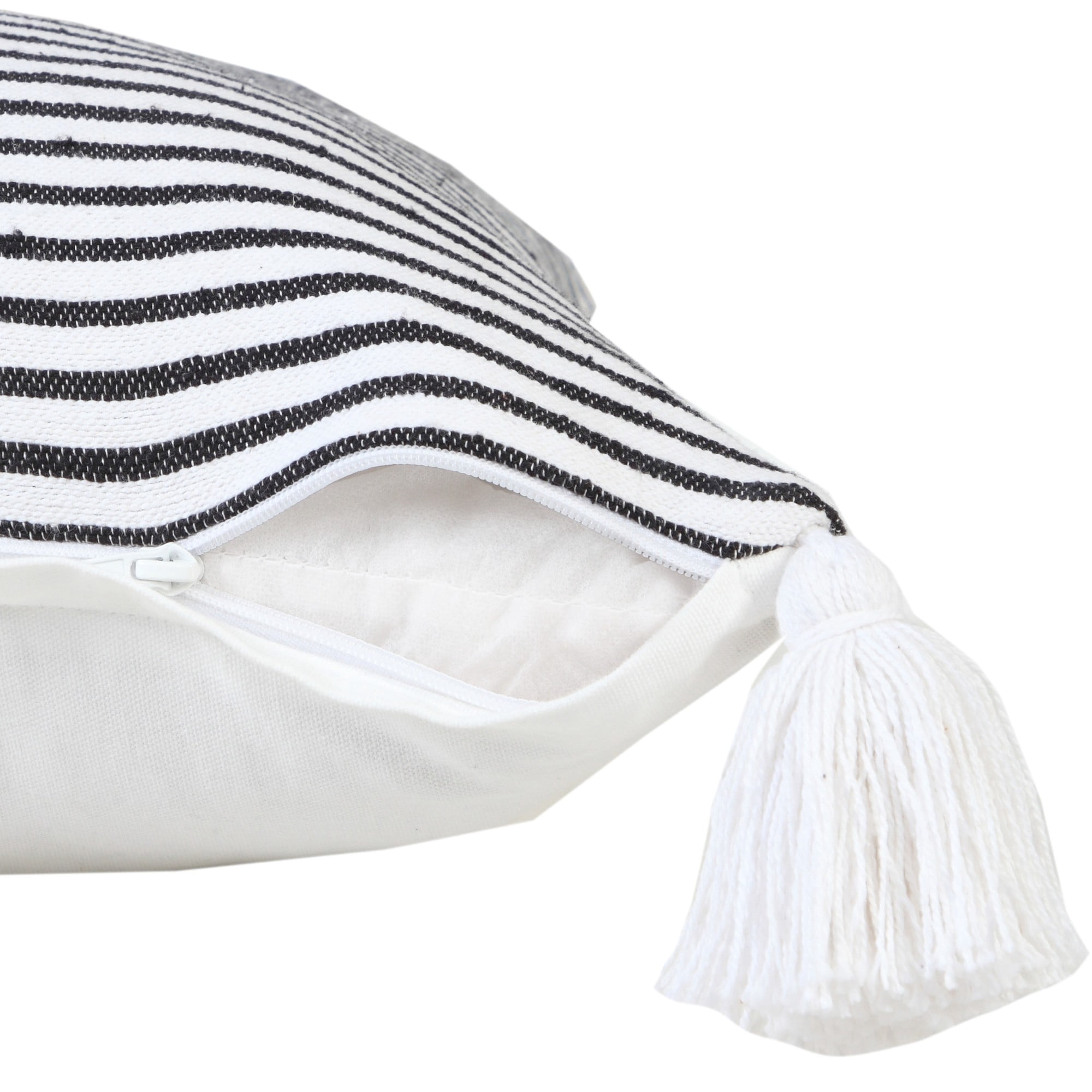Harlow Hill Handwoven Striped Cotton Throw Pillow Cover - 20" - White and Black