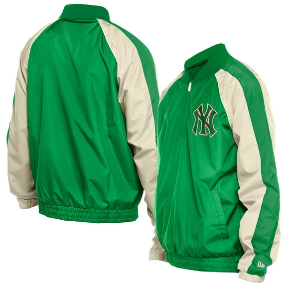 Men's New Era Kelly Green New York Yankees St. Patrick's Day Ripstop Raglan Quarter-Zip Windbreaker