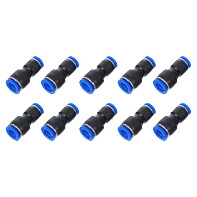 RUNROTOO 10Pack Black Quick Connect Fittings for Air Pipe Connectors with Tool Free Installation