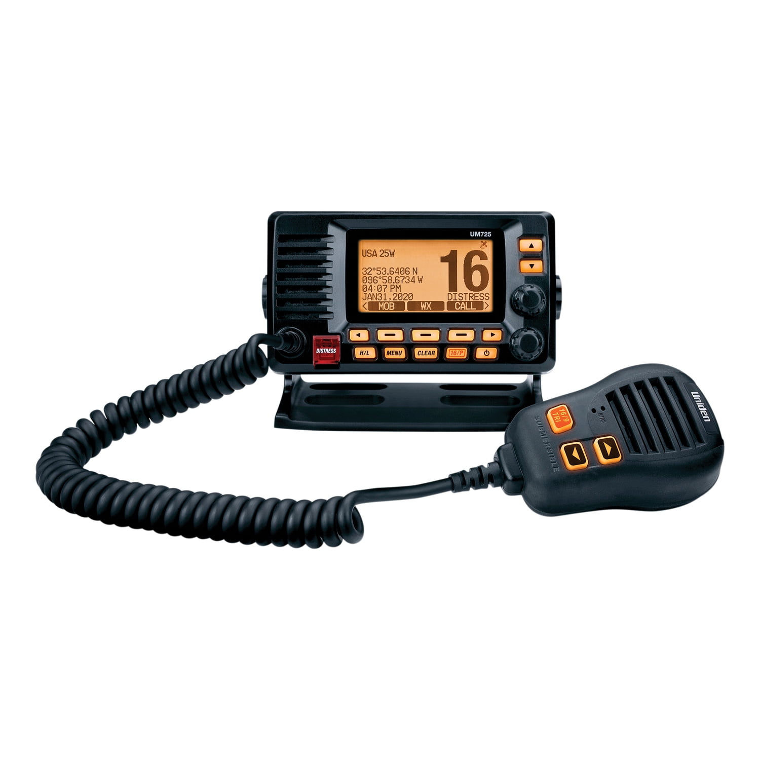 Uniden UM725BK VHF Marine Radio, Fixed Mount, UM725 (Black)