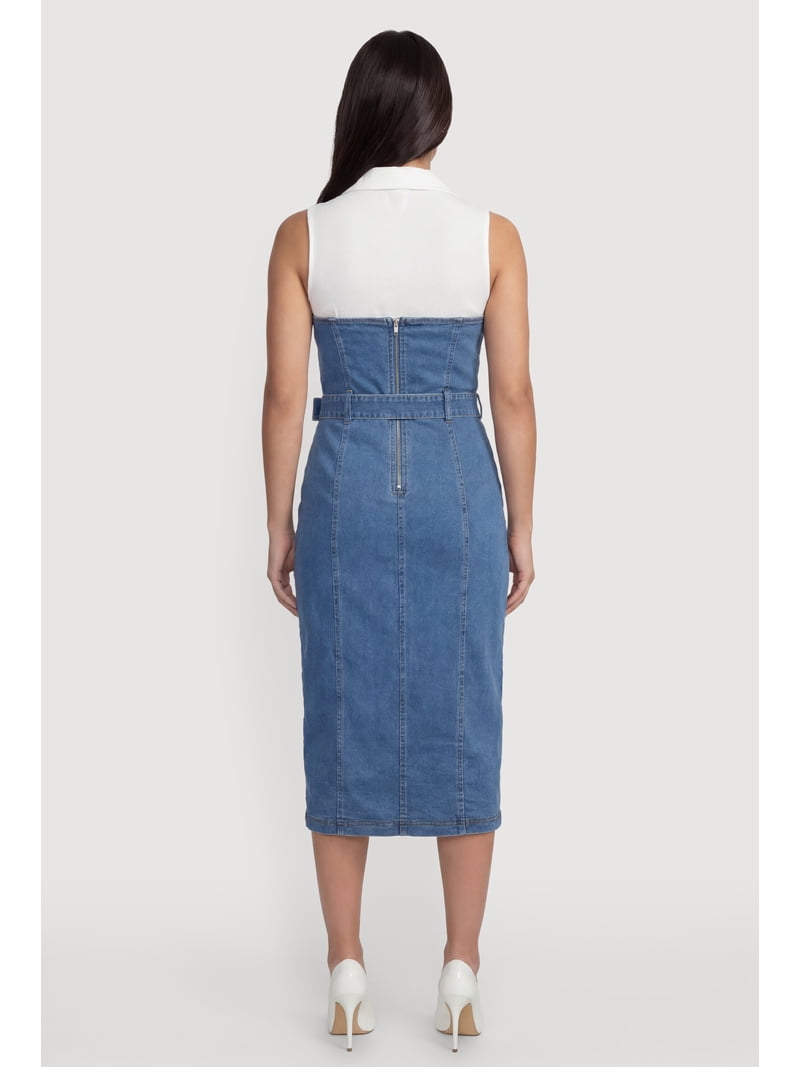 denim dress with slit Elegant Elevate your everyday denim with this effortlessly chic strapless denim maxi dress Women's Layered Look Slit Front