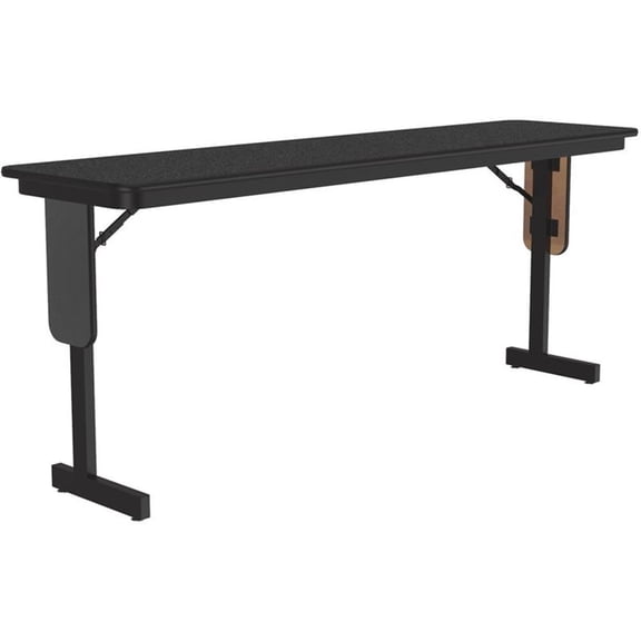 Pemberly Row Contemporary Metal & Wood Folding Seminar Table in Black Granite