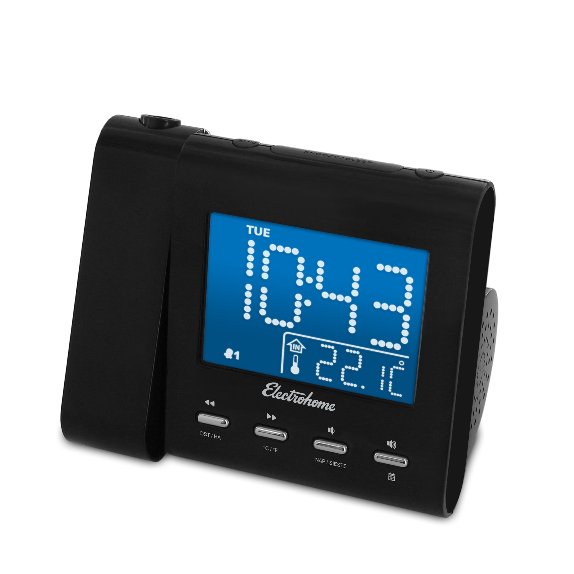 Electrohome Projection Alarm Clock with AM/FM Radio, Battery Backup