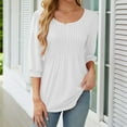 thumbnail image 2 of Long Sleeve Shirts for Women Fall Fashion 2024 Dressy Casual Blouses Trendy Pleated Tunic Tops White L, 2 of 7