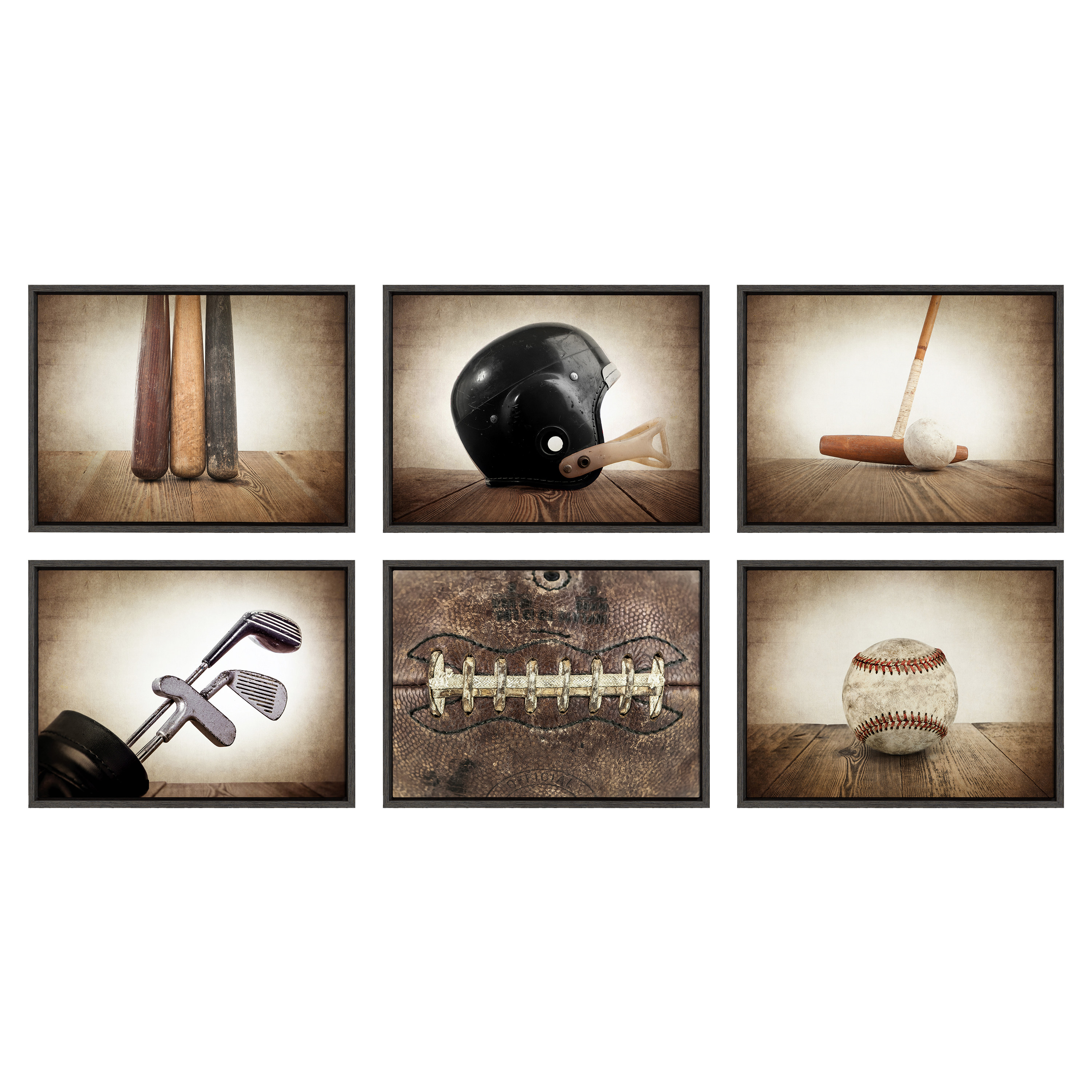 DesignOvation Sylvie Vintage Football Laces Framed Canvas By Shawn St. Peter, 18x24 Dark Grey, Transitional Sports Wall Decor For Office, Bedroom, Or Living Room