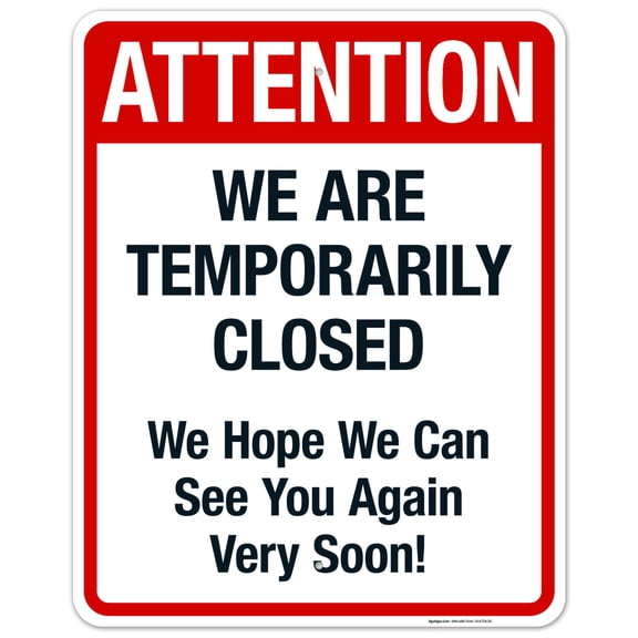 Attention We Are Temporarily Closed Sign, Pool Sign,