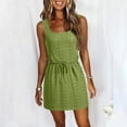 thumbnail image 3 of Admvng Dress for Women Eyelet Lace Sleeveless Mini Dress Square Neck with Drawstring Waist, 3 of 8