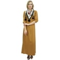 thumbnail image 3 of Bimba Robe Maxi Bohème Brun Pâle pour Femme avec Foulard à Franges Tenue Décontractée-22, 3 of 9